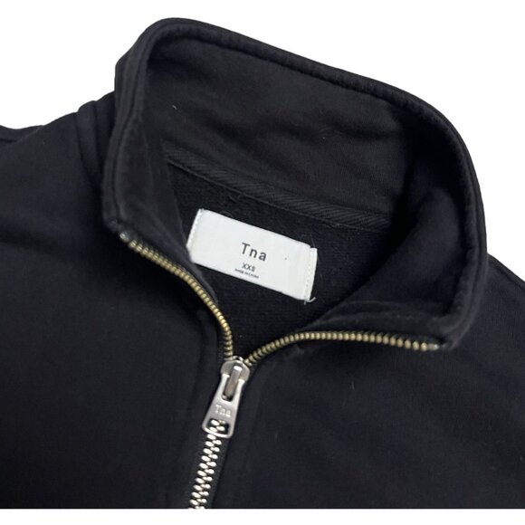 TNA Aritzia Designer Grey Black Quarter Zip Sweatshirt Sweater Womens 2XS - Picture 3 of 4